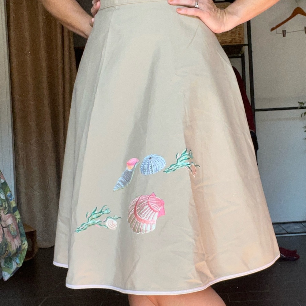 Vintage embroidered wrap skirt in khaki